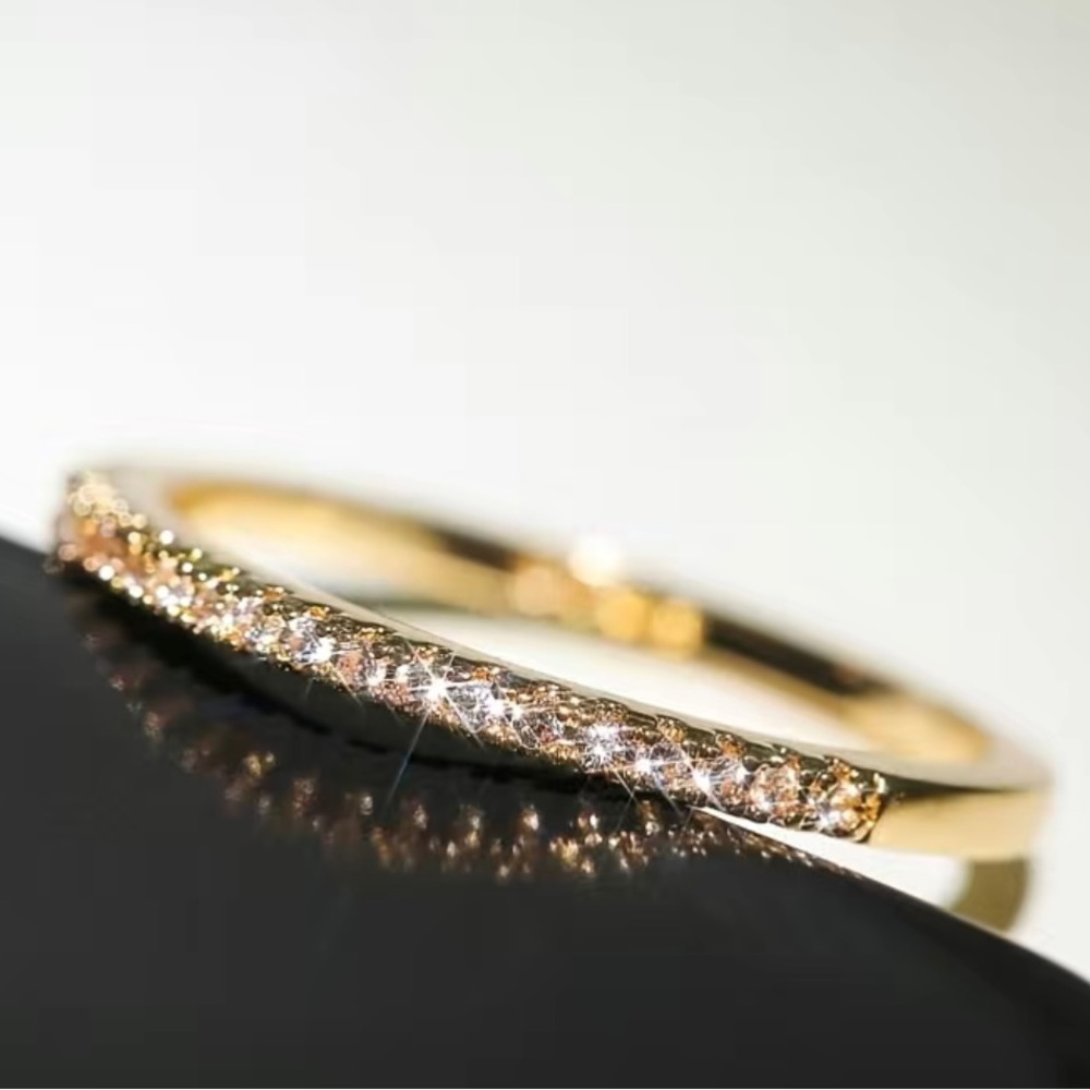 New Diamond Inlay Band Gold Plated Ring